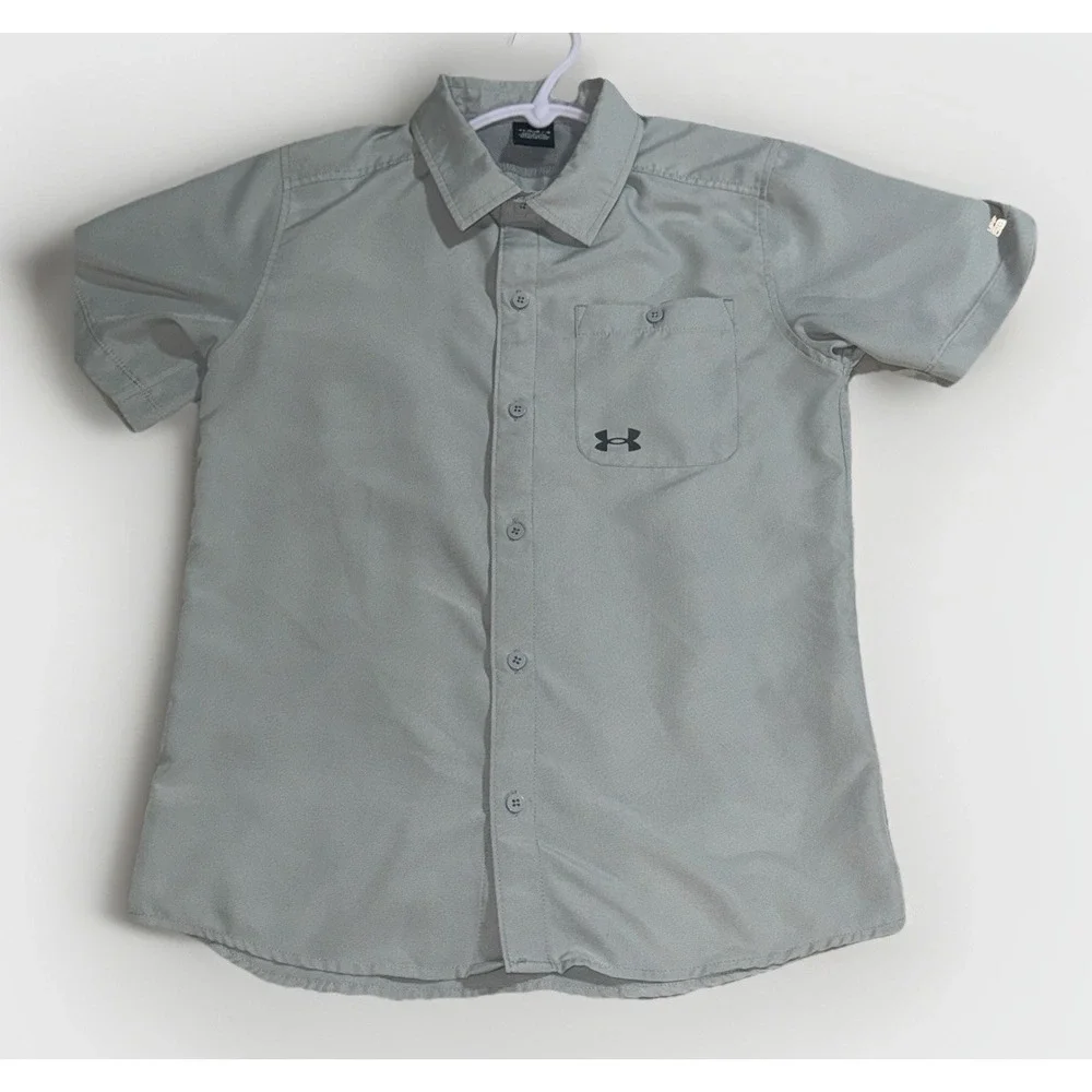Under Armour Boys Polo YXL UPF50 Gray Performance Polo Shirt Youth Extra Large